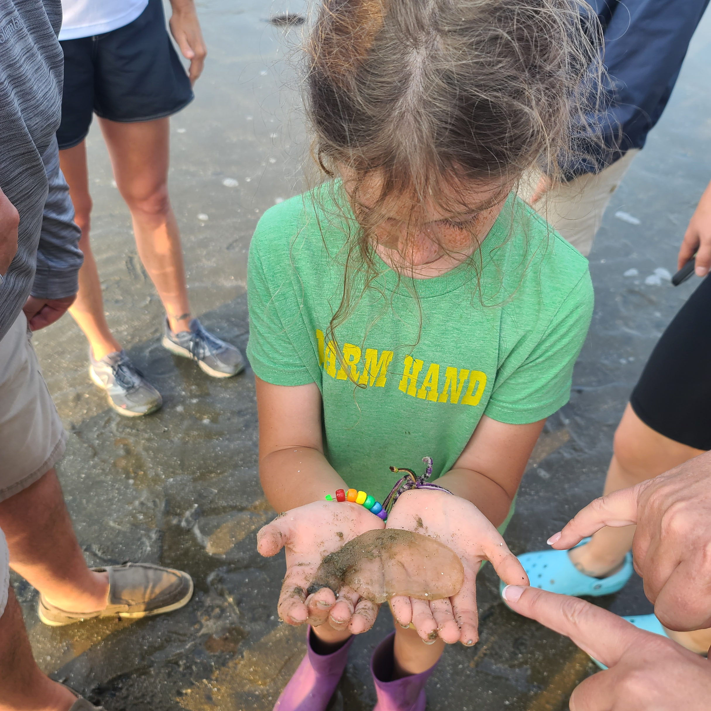 GSS_1 Young child holding jelly fish on the beach